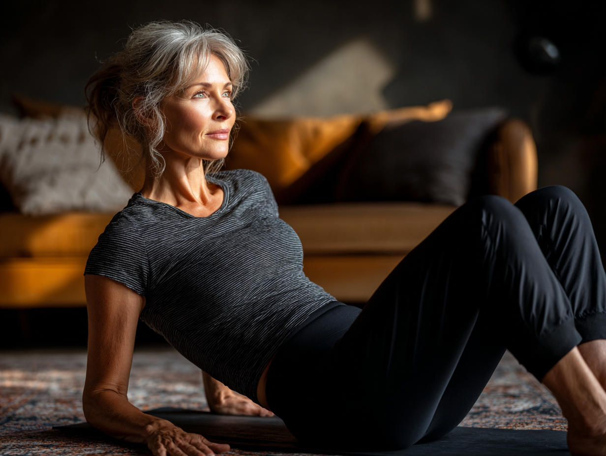 Grup de seniori practicând yoga în grădină